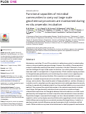 Cover page: Functional capacities of microbial communities to carry out large scale geochemical processes are maintained during ex situ anaerobic incubation