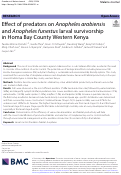 Cover page: Effect of predators on Anopheles arabiensis and Anopheles funestus larval survivorship in Homa Bay County Western Kenya.