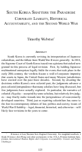 Cover page: South Korea Shatters the Paradigm: Corporate Liability, Historical Accountability, and the Second World War