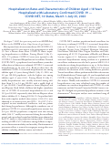 Cover page: Hospitalization Rates and Characteristics of Children Aged &lt;18 Years Hospitalized with Laboratory-Confirmed COVID-19 — COVID-NET, 14 States, March 1–July 25, 2020