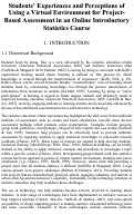 Cover page: Students' Experiences and Perceptions of Using a Virtual Environment for Project-Based Assessment in an Online Introductory Statistics Course