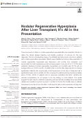 Cover page: Nodular Regenerative Hyperphisia after Liver Transplant - It is All in the Presentation.