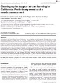 Cover page: Gearing up to support urban farming in California: Preliminary results of a needs assessment