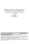 Cover page: Production in the Digital Era: Commodity or Strategic Weapon?