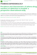 Cover page: Prevalence and characteristics of adverse drug reactions at admission to hospital: a prospective observational study