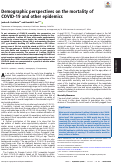 Cover page: Demographic perspectives on the mortality of COVID-19 and other epidemics