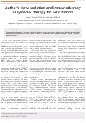 Cover page: Authors view: radiation and immunotherapy as systemic therapy for solid tumors.