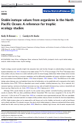 Cover page: Stable isotope values from organisms in the North Pacific Ocean: A reference for trophic ecology studies