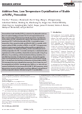 Cover page: Additive‐Free, Low‐Temperature Crystallization of Stable α‐FAPbI3 Perovskite