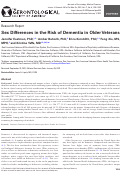 Cover page: Sex Differences in the Risk of Dementia in Older Veterans.