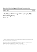 Cover page: The Article is Not Enough: Introducing the JLSC Data Sharing Policy