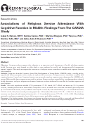 Cover page: Associations of Religious Service Attendance With Cognitive Function in Midlife: Findings From The CARDIA Study.