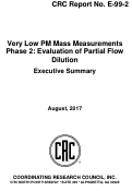 Cover page: Very Low PM Mass Measurements Phase 2: Evaluation of Partial Flow Dilution