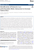 Cover page: Identification of Heterotic Loci with Desirable Allelic Interaction to Increase Yield in Rice.
