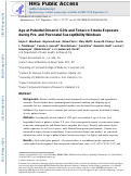 Cover page: Age at Pubertal Onset in Girls and Tobacco Smoke Exposure During Pre- and Postnatal Susceptibility Windows