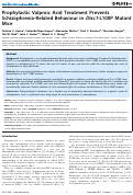 Cover page: Prophylactic Valproic Acid Treatment Prevents Schizophrenia-Related Behaviour in Disc1-L100P Mutant Mice