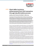 Cover page: Giant defect emission enhancement from ZnO nanowires through desulfurization process