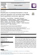 Cover page: Identification of potential biomarkers of head and neck squamous cell carcinoma using iTRAQ based quantitative proteomic approach