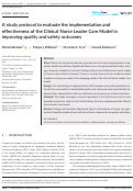 Cover page: A study protocol to evaluate the implementation and effectiveness of the Clinical Nurse Leader Care Model in improving quality and safety outcomes