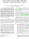 Cover page: Understanding the Internet-Wide Vulnerability Landscape for ROS-based Robotic Vehicles