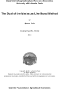 Cover page: The Dual of the Maximum Likelihood Method