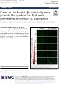 Cover page: Correction to: Amyloid β-protein oligomers promote the uptake of tau fibril seeds potentiating intracellular tau aggregation