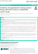 Cover page: Incidence of hypertension among persons living with HIV in China: a multicenter cohort study.