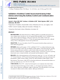 Cover page: Validation of Asthma Control Assessment Among Urban Adolescents Using the Asthma Control and Communication Instrument