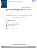 Cover page: Perceptions of Perfection: The Influence of Social Media on Interpersonal Evaluations