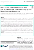 Cover page: Point-of-care prediction model of loop gain in patients with obstructive sleep apnea: development and validation