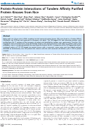 Cover page: Protein-protein interactions of tandem affinity purified protein kinases from rice.