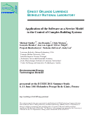 Cover page: Application of the Software as a Service Model to the Control of Complex Building Systems