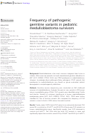 Cover page: Frequency of pathogenic germline variants in pediatric medulloblastoma survivors.