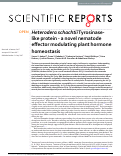 Cover page: Heterodera schachtii Tyrosinase-like protein - a novel nematode effector modulating plant hormone homeostasis