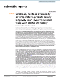 Cover page: Viral load, not food availability or temperature, predicts colony longevity in an invasive eusocial wasp with plastic life history.