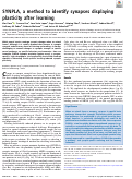 Cover page: SYNPLA, a method to identify synapses displaying plasticity after learning