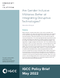 Cover page of Are Gender Inclusive Militaries Better at Integrating Disruptive Technologies?