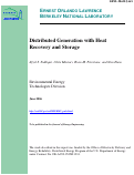 Cover page: Distributed Generation with Heat Recovery and Storage