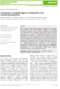 Cover page: Translation of peptidoglycan metabolites into immunotherapeutics.