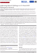 Cover page: Addressing ethical challenges in US-based HIV phylogenetic research