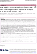 Cover page: N-acetylglucosamine inhibits inflammation and neurodegeneration markers in multiple sclerosis: a mechanistic trial.