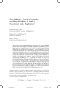 Cover page: Peer Influence, Genetic Propensity, and Binge Drinking: A Natural Experiment and a Replication.