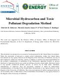 Cover page: Microbial Hydrocarbon and ToxicPollutant Degradation Method