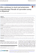 Cover page: Who continues to stock oral artemisinin monotherapy? Results of a provider survey in Myanmar