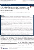 Cover page: A structured assessment of emergency and acute care providers in Afghanistan during the current conflict.