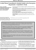 Cover page: Lethal Means Counseling for Suicidal Adults in the Emergency Department: A Qualitative Study