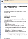 Cover page: Stress and eating disorder behavior in anorexia nervosa as a function of menstrual cycle status