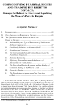 Cover page: COMMODIFYING PERSONAL RIGHTS AND TRADING THE RIGHT TO DIVORCE: Damages for Refusal to Divorce and Equalizing the Women’s Power to Bargain