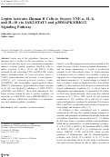 Cover page: Leptin activates human B cells to secrete TNF-α, IL-6, and IL-10 via JAK2/STAT3 and p38MAPK/ERK1/2 signaling pathway.