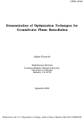 Cover page: Demonstration of optimization techniques for groundwater plume 
remediation